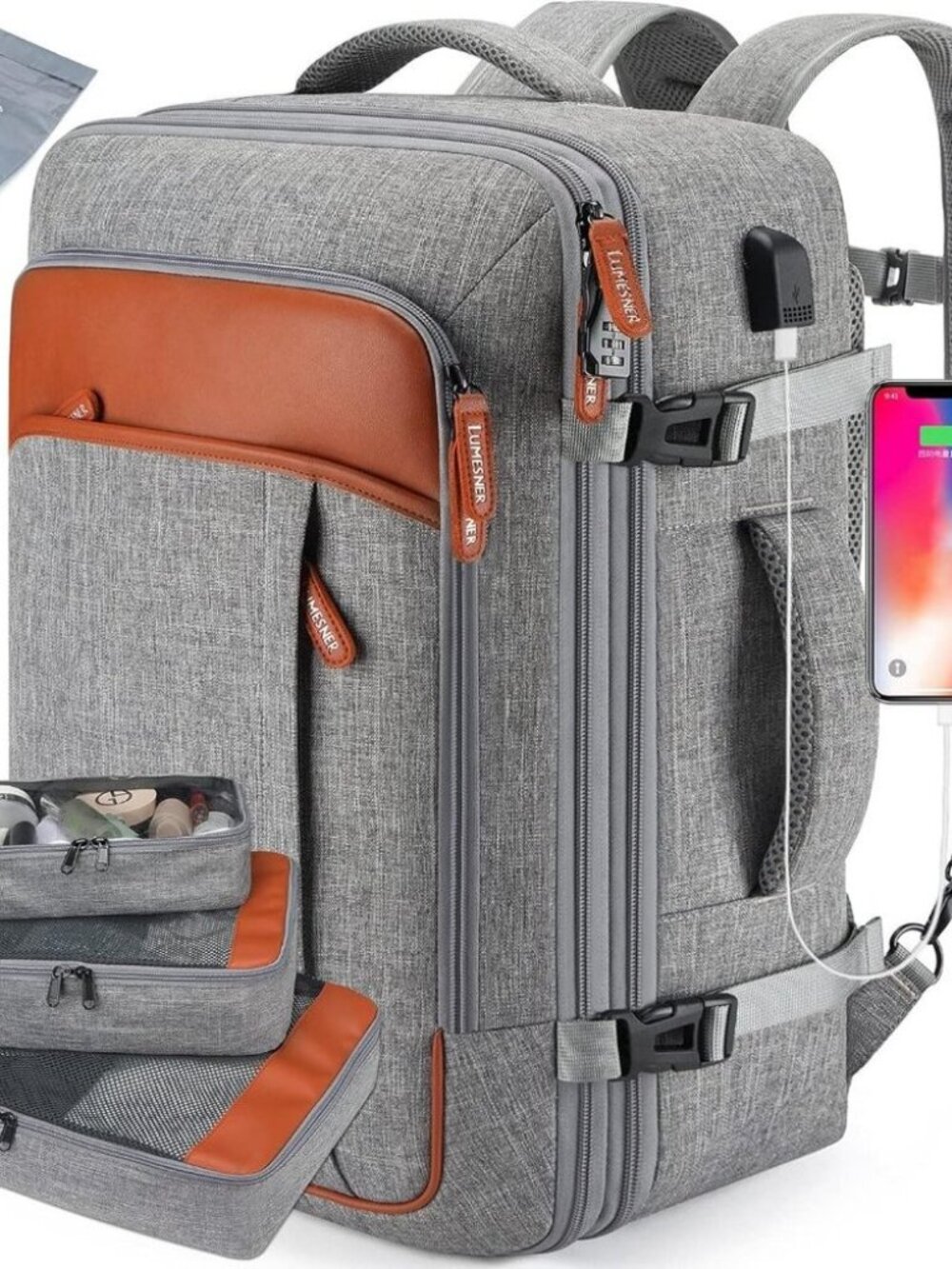 Lumesner Carry on Extra Large 40L Flight Approved Travel Backpack for Unisex